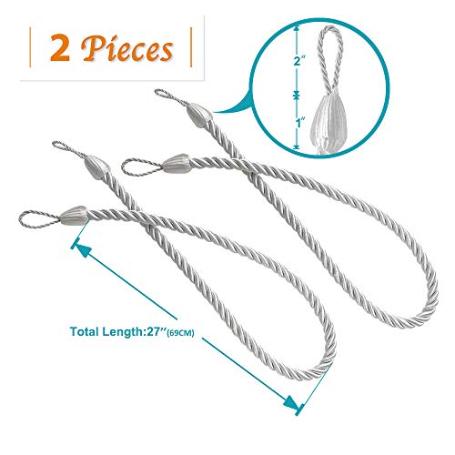 image for RYB HOME Ropes for Window Curtains Panels - Tie Backs Long Loop with B