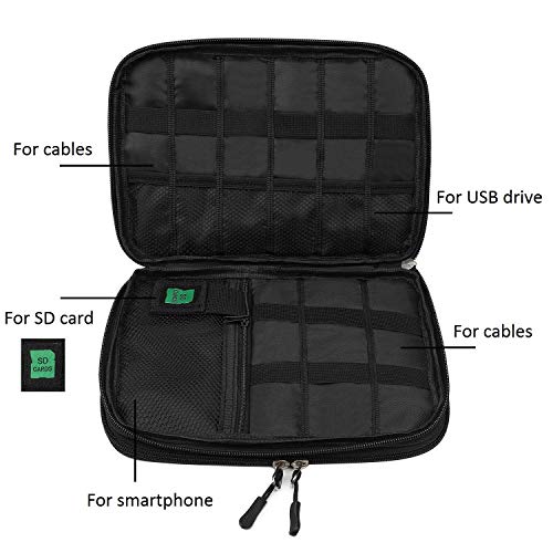Electronic Organizer, Double Layer Travel Gadget Bag for USB Cable, SD Card, Hard Drive, Power Bank, iPad Mini, etc. with Free Bonus(1 SIM Card Adapter & 1 Velcro Roll) by Tqgoods