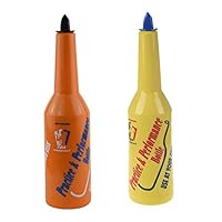 Nrpfell 2x Flair Bartender Bartending Practice Bar Pub Bottle Wine Cocktail Shaker - Yellow & Orange