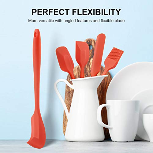 Silicone Spatula Set Heat Resistant, 5 Piece Kitchen Rubber Nonstick Mini Spatula Utensil Set, Small Scraper Spatulas with Strong Steel Core for Cooking Baking Mixing, Dishwasher Safe, BPA Free