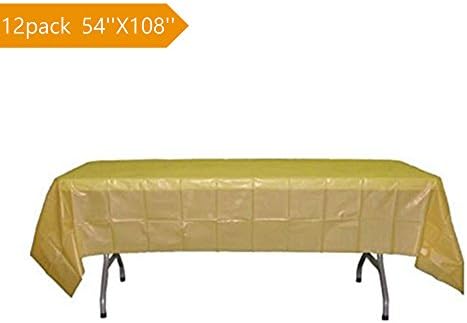 5 Pack Disposable Plastic Tablecloths Table Cloth Covers for Creative Party, 54 x 108 inches each(gold)
