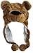 Plush Faux Fur Animal Critter Hat Cap - Soft Warm Winter Headwear - Short with Ear Poms and Flaps & Long with Scarf and Mittens available (Brown Bear - Short) primary