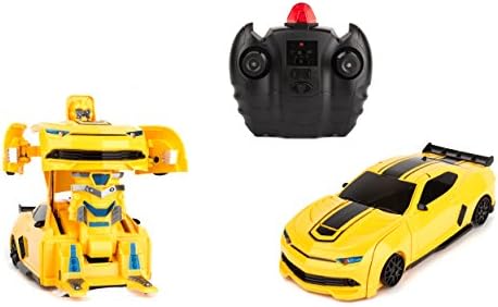Wall-Climbing Fast Electric RC Toys Autobots Yellow Transformable Robot Race Cars + Remote Control - The Perfect Gift For Kids! Drives On The Wall, Ceiling and Floor.