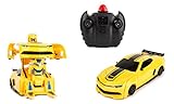 Wall-Climbing Fast Electric RC Toys Autobots Yellow Transformable Robot Race Cars + Remote Control - The Perfect Gift For Kids! Drives On The Wall, Ceiling and Floor.