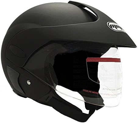 Motorcycle Scooter Open Face Helmet DOT Street Legal - Flip Up Shield - Matte Black (2X-Large) 203