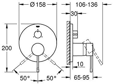 GROHE Essence Concealed Shower/Bath Mixer Trim Set (3-Way-Diverter, Metal Lever and Escutcheon Retroactively 6° Adjustable - Image 5
