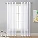 NICETOWN Sheer Curtain Panels Bedroom - Home Decoration Solid Voile Panels with Ring Top (2-Pack, 54 Wide x 84 inch Long, White) primary