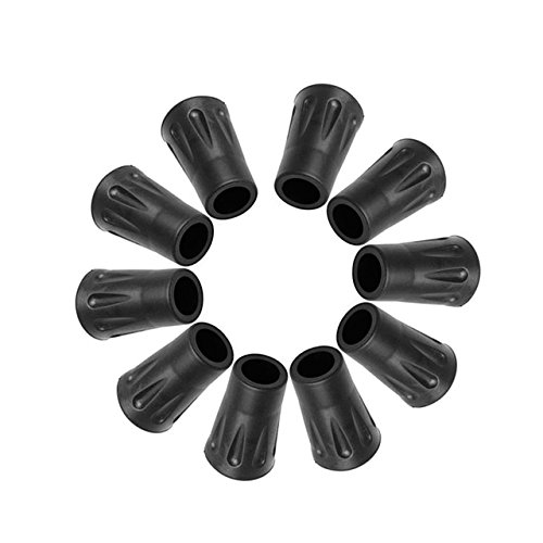 10 pcs Rubber Tips for Hiking/Trekking/Walking Pole Replacement Fits Most Standard Hiking Poles with 11mm Hole Diameter - Shock Absorbing, Adds Grip, and Traction