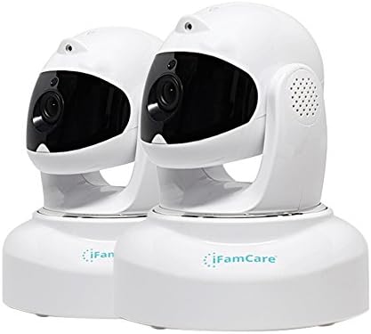 Bundle of 2: iFamCare Helmet 1080P Full HD Wi-Fi Digital Home Video Monitor For iPhone &amp; Android with Air Sensor, Night Vision, Built-In Laser, White