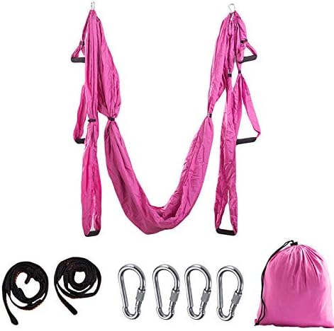 FLY FLU Yoga Hammock Trapeze, New Anti-gravity Hammock Aerial Yoga Hammock Indoor Parachute Cloth Hammock(Pink)