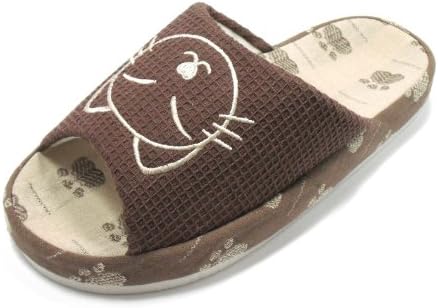 KNP260016S-Comfortalbe Footbed Unisex House slippers (L(WOMEN 9-10 MEN 7-8)/WOMEN 39-40 EU MEN 38-39 EU, BROWN/BEIGE)