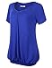 Nomorer Women's Little V Neck Short Sleeve Pleated Front Loose Fit Tops