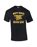 United States Navy Seals Never Quit Adult T-Shirt-Black-large