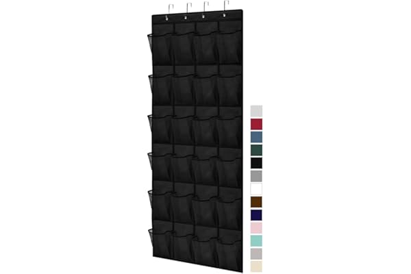 Gorilla Grip Shoe Holder Rack for Over the Door, 24 Mesh Pockets Hold up to 40 Pounds, Back of Closet Organizer, Behind Door 