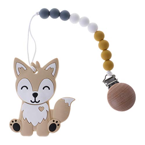 image for TeemorShop 1 Set Pacifier Clip with Cartoon Fox Teether Baby Nipple Ch