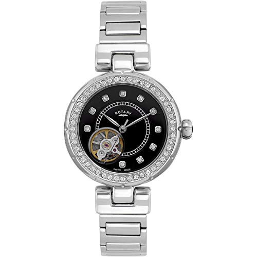 Rotary Women's Watch Skeleton Automatic Watch with Stainless Steel Bracelet LB90072/13