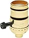 Brass Light Socket - Plated - 3-Terminal - 2 Circuit - Turn Knob - Medium Base Socket - 1/8 IPS - PLT 90-421