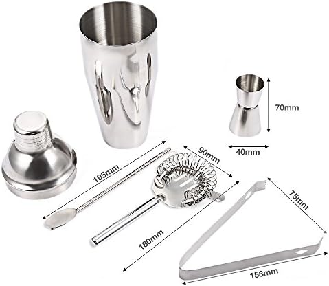 Orcbeg Cocktail Shaker ,Stainless Steel Cocktail Shaker Set ,Barware Set, Make Mixed Drinks (5pcs Set 750ML)