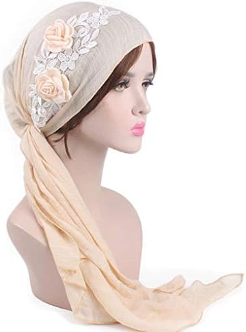 Musheng Head Scarf ，Women Retro Country Garden Flower Hat Turban Hat Ladies Head Cover Bandana Cap Headwear (Beige)