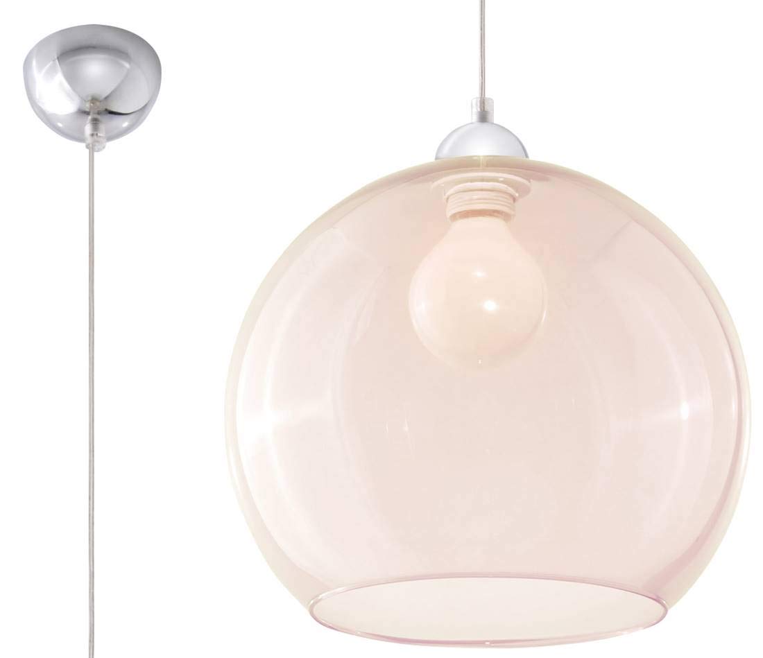 Sollux Lighting Ball Pendant Light, Glass, Champagne, Chrome