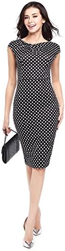 Women Dress Daoroka Ladies Sexy Short Sleeve Elegant Wear Work Office Pencil Sheath Bodycon Casual Cocktail Party Skirt (S, Black 4)