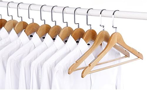 ASGGGFDFH Wide shoulder wood hangers for suits,Solid wood hangers with non-slip trouser bar Velvet wood coat hangers clip Soft non-slip stripes pack of 10-F 40x25x1.2cm(16x10x0)