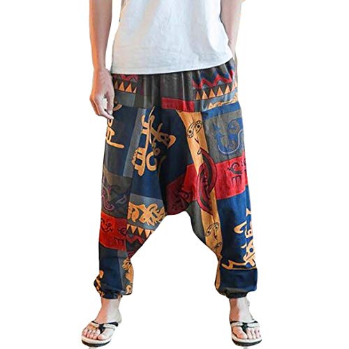 Pants For Women, Clearance Sale! Pervobs Unisex Loose Drop Crotch Floral Yoga Joggers Harem Bloomers Pants Trousers(S, Yellow)