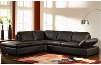 Canape D Angle En Cuir Onyx Ii Chocolat Angle Gauche Amazon