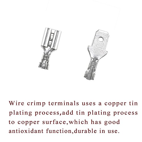 Male Female Spade Connectors MANYEE 2.8/4.8/6.3mm Spade Wire Crimp Terminal Connector Quick Splice Crimp Terminals with Insulating Sleeve Kit AWG 22-14 for Electrical Wiring Car Audio Speaker 270pcs - Thumbnail 3