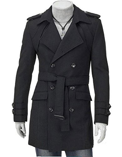 Sorrica Men’s Fashion Solid Wool Blend Slim Fit Button Front Jacket Overcoat