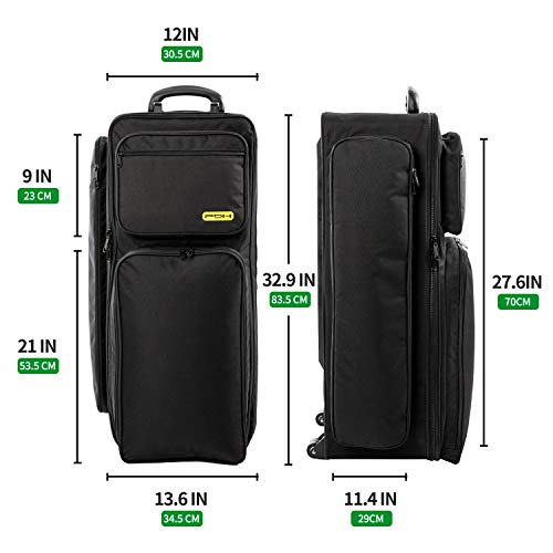 PDH PDH Drum Hardware Case Protection Racket Hardware Bag with Wheels and Outer Zippered Pockets