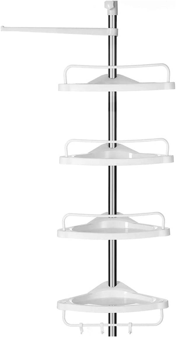 SONGMICS Adjustable Bathroom Corner Shelf 95-300 cm Telescopic Shower Caddy
