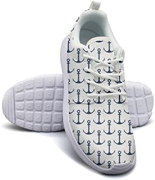 Saerg Bearry Men's Black Anchor Lightweight Mesh Running Shoes Print Sneakers