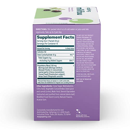 UPSPRING MILKFLOW FENUGREEK-FREE BLACKBERRY LIME DRINK MIX | BREASTFEEDING SUPPLEMENT FOR LACTATION SUPPORT | MORINGA, BLESSED THISTLE, FENNEL, ANISE PROMOTE HEALTHY BREASTMILK SUPPLY | 16 CT