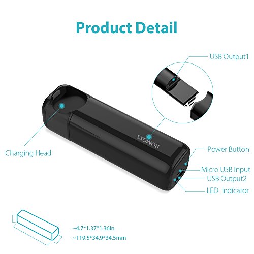 ROMOSS Apple Watch Charger, 3250mAh Portable Charger for All Apple Watch Series, Dual Port 2A Output for iPhone X/8 Plus/8/7Plus/7/6 Plus/6S and more USB devices-Black (Apple Watch Cable Not Included) - Thumbnail 3