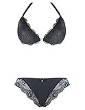 Burvogue Women's Lace Sheer See Through Underwear Bra Set