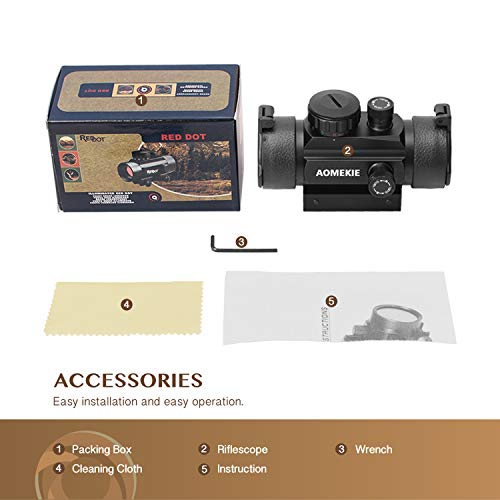AOMEKIE Airsoft Red Dot Sight Scope Reflex Sight Rifle Scope 30mm Multi-Coated Lens with 22mm/11mm Weaver Picatinny Rail Mount for Hunting Shooting - Thumbnail 6
