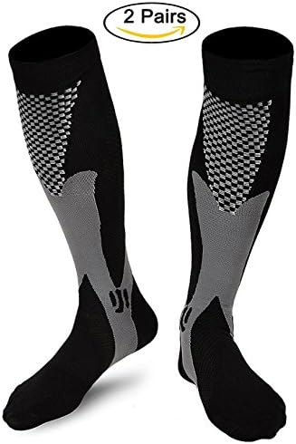Men's Compression Socks, 20-30 mmhg Compression Sock for Woman Traveling Compression Sock 2 Pair L/XL