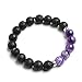 CandyFancy 10mm Natural Lava Rock Stone Elastic Beaded Semi Precious Energy Stretch Bracelet for 6.5-8 Inch Wrist (Natural Amethyst)