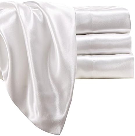 Prime Home Decor 100% Luxuriously Soft and Smooth Satin Wrinkle Resistant Bedding Sheet Set (Queen, Ivory)