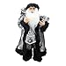 Northlight Standing Santa Claus in Silver and Black with Gifts Christmas Figure, 24