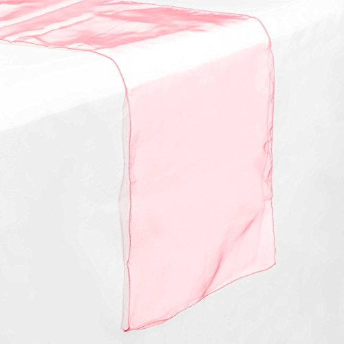 Lann's Linens - 5 Organza 14" x 108" Dining Room Table Runners for Wedding, Reception or Party - Pink