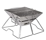AceCamp Stainless Steel Folding Charcoal BBQ Grill for Outdoor Camping, Quick Compact Stainless Steel Barbecue with Carrying Case