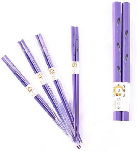 One Pair of Purple Chopsticks Set with Fish Design, 9" long