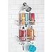 mDesign Large Metal Bathroom Tub & Shower Caddy, Hanging Storage Organizer Center with Built-In Hooks and Baskets on 2 Levels for Bathroom Showers, Stalls, Bathtubs - Silver