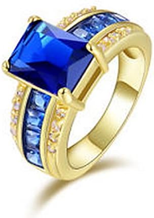 YD Jewels - Fashion Women Jewelry Size 6 Blue Sapphire Gold Plate Men Engagement Ring