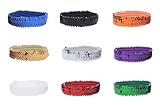 12 Sequin Headbands U PICK (Available in LOTS of COLORS) Elastic Stretch Sparkly Fashion Headband for Teens Girls Women Softball Pack Volleyball Basketball Dance Set Sports Teams Store By Kenz Laurenz