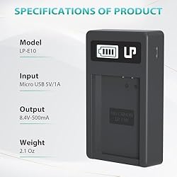 LP LP-E10 Charger, Charger with LCD Display, USB