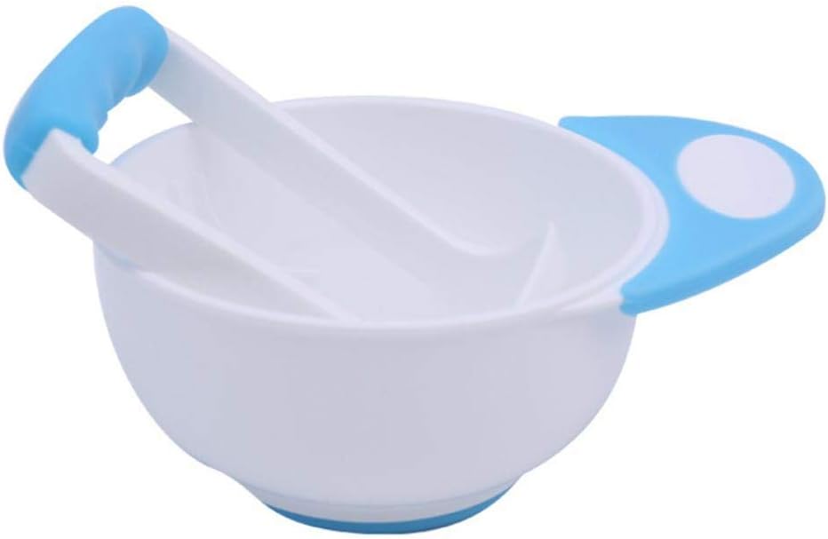 Difcuy Baby Infant Child Toddler Newborn Products, Maternal Baby Supplies，2Pcs/Set Manual Baby Food Fruit Masher Bowl Grinder Grinding Rod Feeding Tools - Blue White