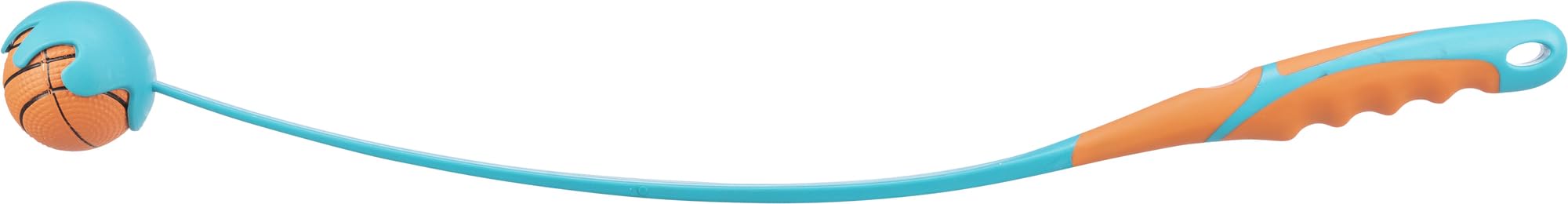 TRIXIE ball slinger with dog ball made of sponge rubber, ø 6/60 cm, petrol/orange, for retrieving, ergonomic handle, noiseless, floating ball